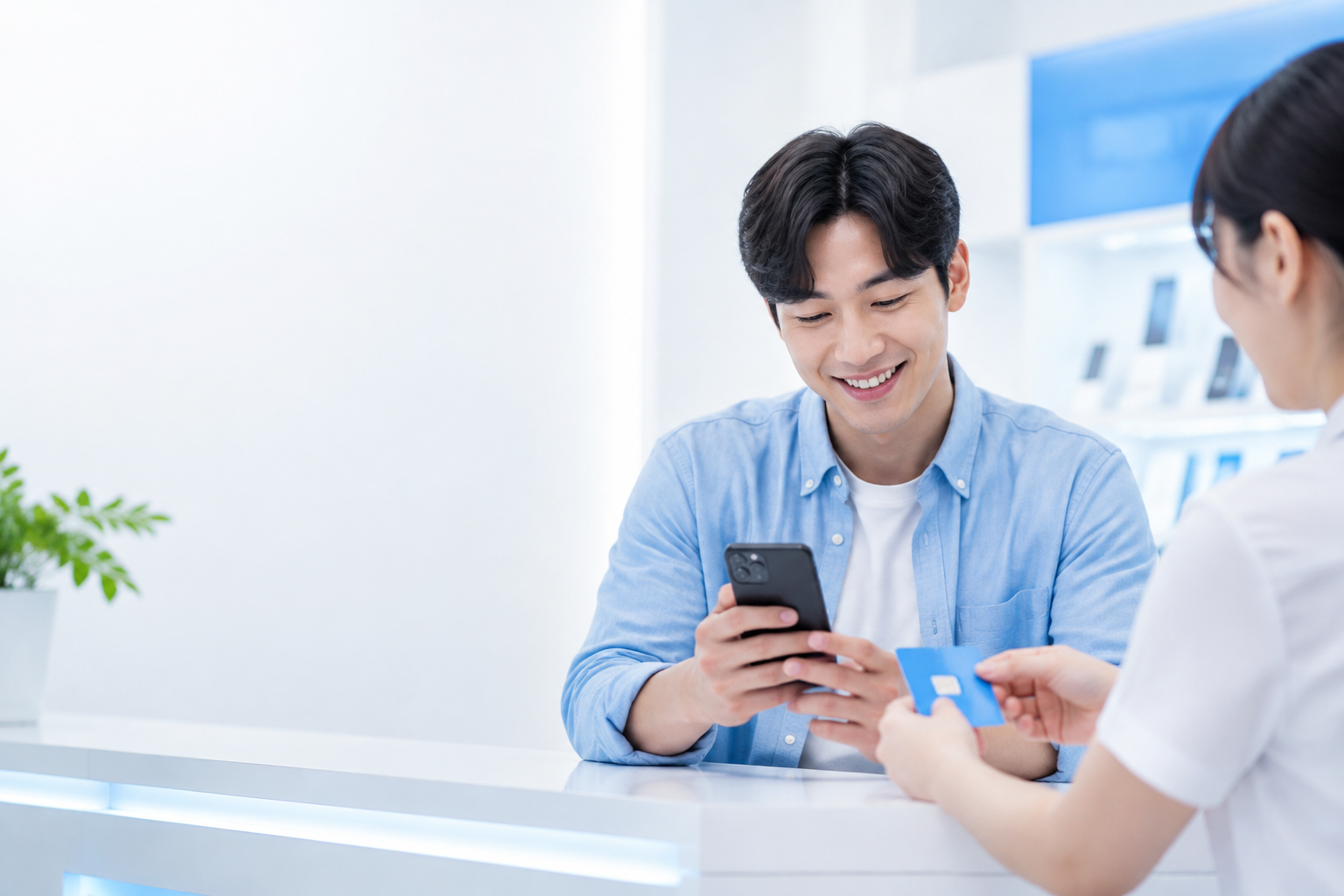 선불폰 개통 상담 모습